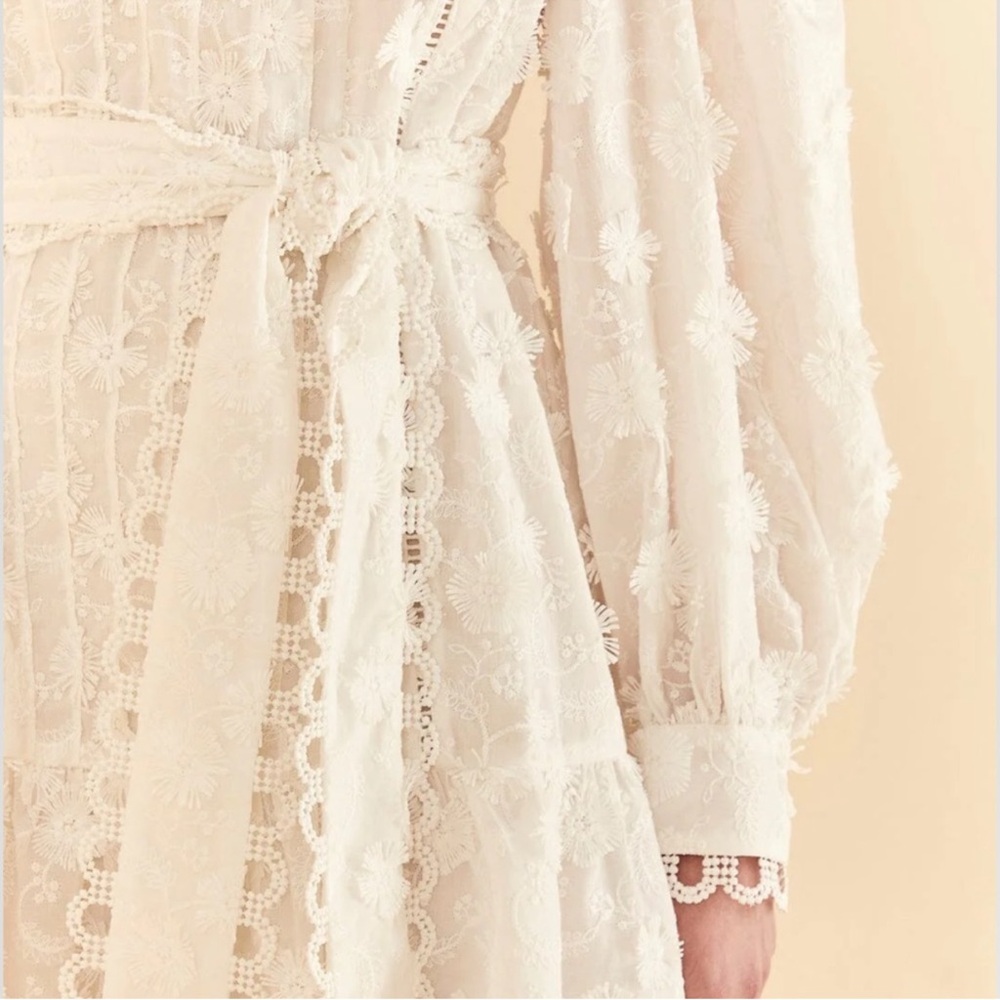 Farm Rio Off-White 3d Flower Pleated Mini Dress - Picture 6 of 13